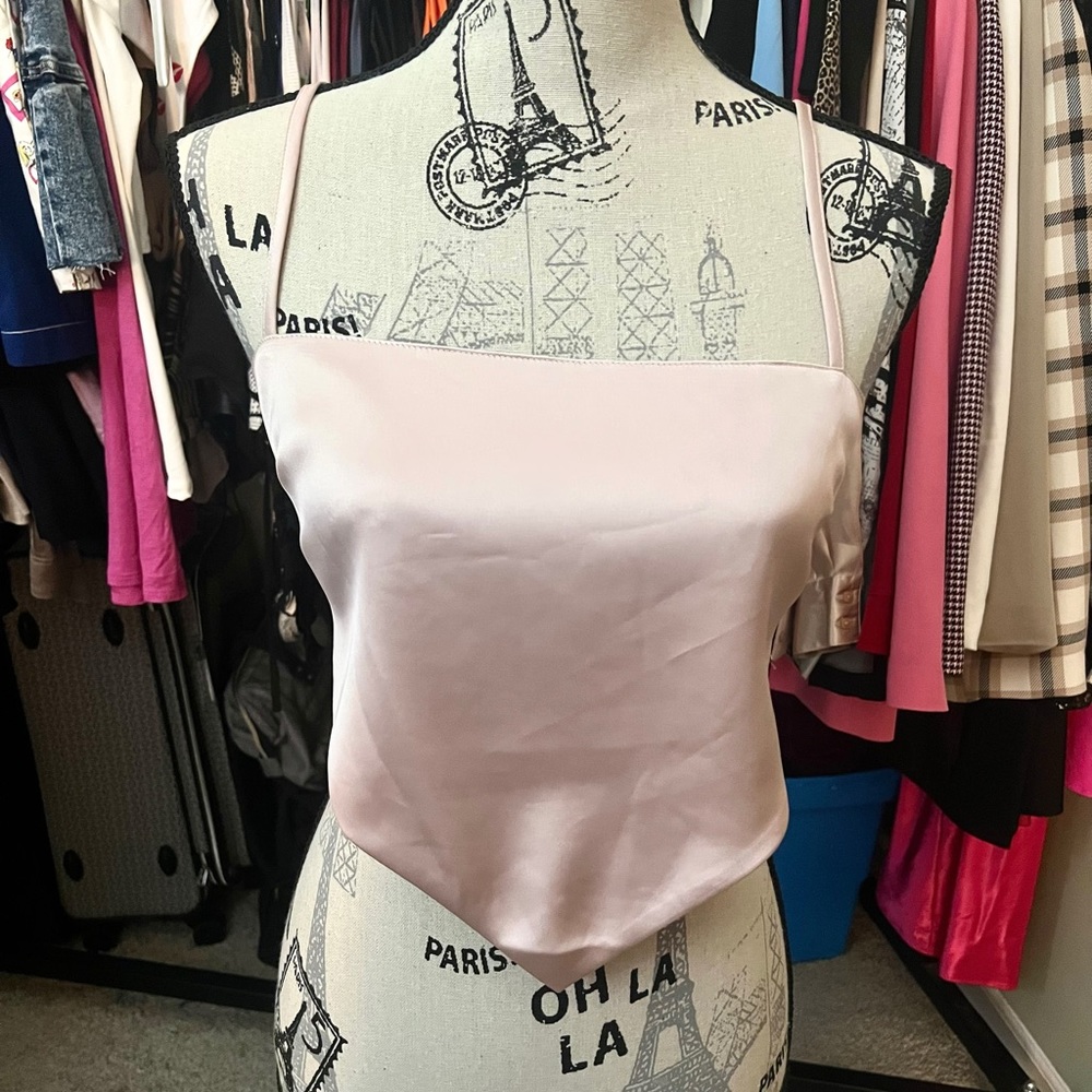 Rose Gold Satin Bandana Tie Tank